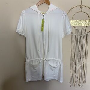 nwt // gianni bini adia full zip short sleeve sweater with pockets